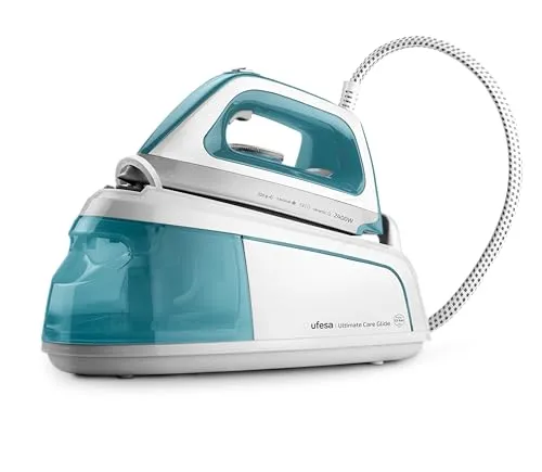 Ufesa Bügeleisen Dampfstation Ultimate Care Glide, 2400 W, 5,5 Bar, Bügeleisen Dampf Vertikal und Horizontal, Dampfstoß 220 g, Tank 1,2 L