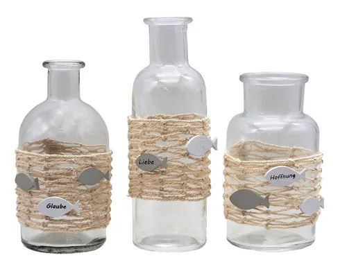 ZauberDeko Tischvase Vasen Tischdeko Fisch Creme Netz Deko Kommunion Konfirmation SET