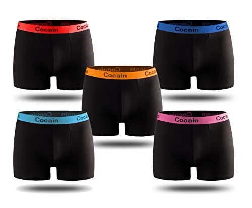 Cocain Underwear Herren Boxershorts 5 Stück schwarz - Herren-Boxershorts in hochwertiger Qualität, aus weichem Baumwoll-Mix für höchsten Tragekomfort. Ideal für den täglichen Gebrauch und in mehreren Größen erhältlich.