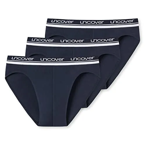 Uncover by Schiesser Rio Slip - 3er Pack (XL Dunkelblau) - Herren-Slips mit Logo-Webgummibund, komfortabel und formstabil aus elastischer Single-Jersey-Qualität für besten Tragekomfort.