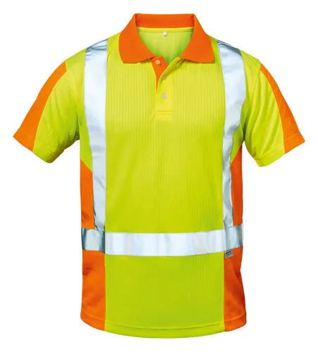 Elysee Warn-Poloshirt Zwolle Größe M - Gelb/Orange - Hochsichtbares T-Shirt für Sicherheit, ideal für Baustellen und Outdoor-Arbeiten.