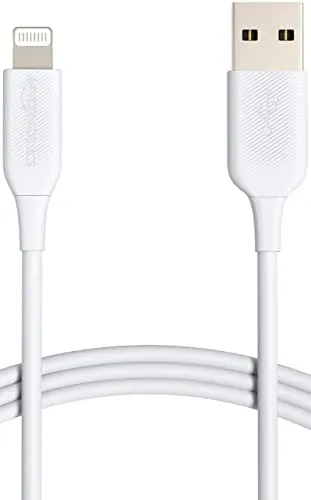 Amazon Basics Verbindungskabel Lightning auf USB-A, MFi-zertifiziertes Ladekabel für iPhone, weiß, 0.9 m