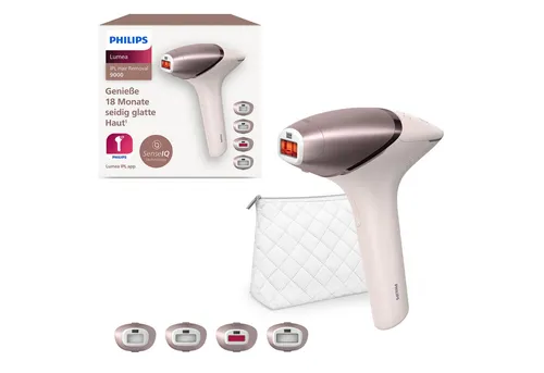 Philips IPL-Haarentferner Lumea S9000 BRI958/00 - IPL-Gerät mit 450.000 Lichtimpulsen und 4 speziellen Aufsätzen für Achseln, Bikinizone, Körper und Gesicht - für langanhaltend glatte Haut ohne Schmerzen.