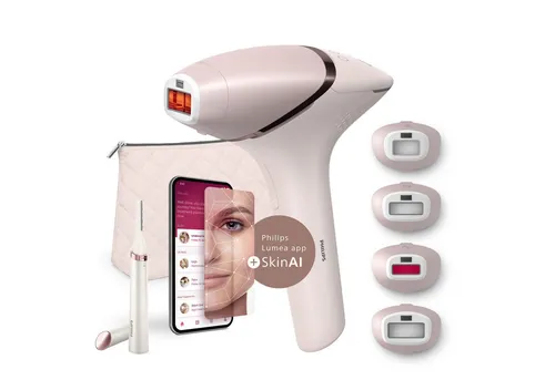 Philips IPL-Haarentferner Lumea Series 9900 - Effektive Haarentfernung mit 450.000 Lichtimpulsen und 4 Aufsätzen für alle Körperzonen. Integrierter SmartSkin Sensor und kabellose Nutzung für maximale Flexibilität.