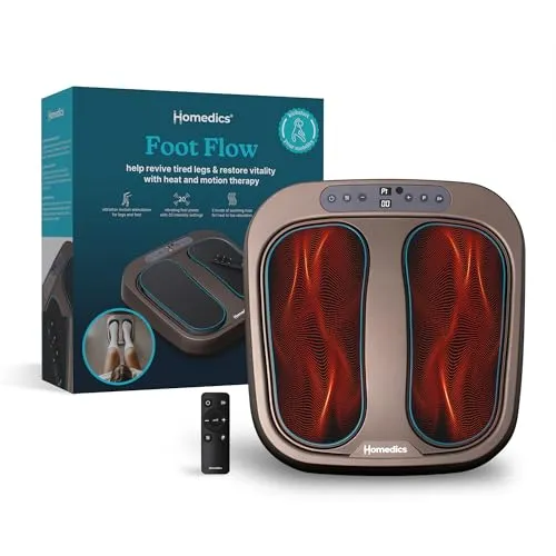 Homedics Foot Flow Mobility Booster Vibrationsmassagegerät - Vibrierendes Fußmassagegerät mit wohltuender Wärme, 20 Intensitäten und 3 Modi, Fördert die Durchblutung und revitalisiert müde Muskeln