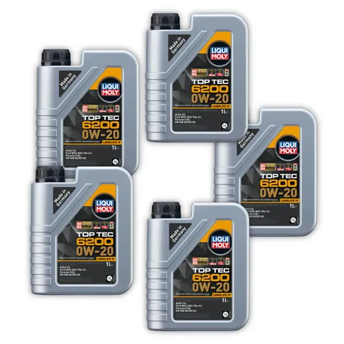 5x 1L LIQUI MOLY 20780 Motoröl Top Tec 6200 0W-20 u.a. Porsche C20 Kanister
