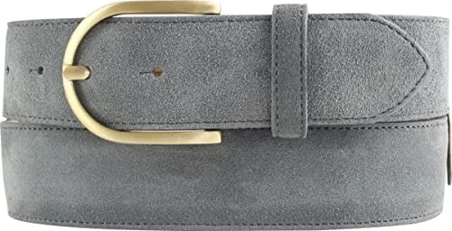 BELTINGER Damen-Gürtel aus Veloursleder 4 cm – Dunkelgrau in gold von BELTINGER