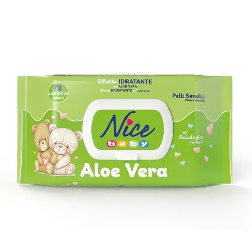 Reinigungstücher für Kinder und Babys – mit Aloe Vera und Arganöl – Dermatologisch getestet – physiologischer pH-Wert – Maxi-Format: Packung mit 72 Tüchern – Nice