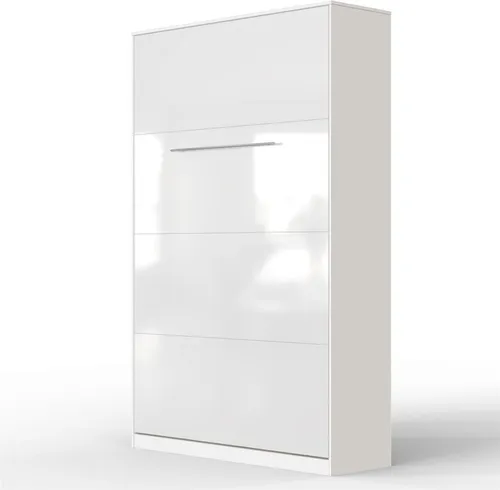 SMARTBett Schrankbett Standard Weiss/Weiss Hochglanzfront 120 Vertikal
