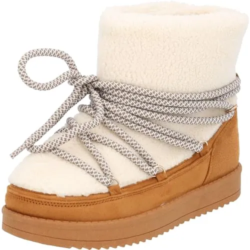 Palado Winterstiefel Damen Tigrias - modische Stiefel - warme gefütterte Boots - stylische Stiefeletten Beige UK8 - EU41