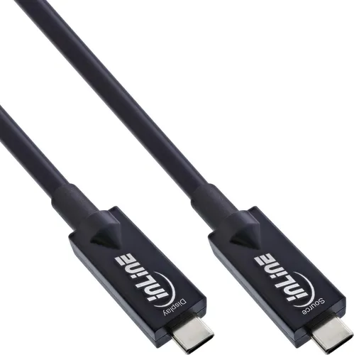 InLine USB 3.2 Gen.2 AOC Kabel - 5m, USB Typ-C Stecker, SuperSpeed USB 10 Gb/s, ideal für hochauflösende Videoübertragungen bis 3840x2160@144Hz