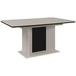 Mid.you Ausziehbarer Esstisch in Schwarz und Sand - Rechteckiger Esstisch aus Holzwerkstoff (90x76x160-200 cm), ideal für Esszimmer. Mit einer praktischen Einlegeplatte, perfekt für gesellige Runden.