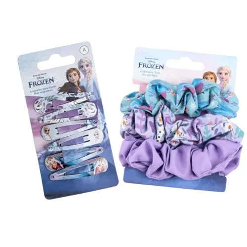 Eiskönigin Anna und Elsa Haargummi Haarspange Scrunchie Set Frozen Geschenk, verschiedene Ausführungen, Beauty Produkte, Haare, Kamm (Blau-Lila)