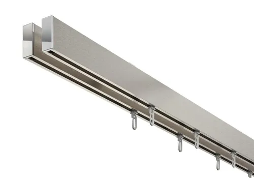 DécoProfi Gardinenstange Innenlauf 2-läufig Set Above Silber Eloxiert - Duschvorhangwinkelstangen aus hochwertigem Aluminium, ideal für die Deckenmontage und mit modernem Design. Perfekt für stilvolle Raumgestaltungen.