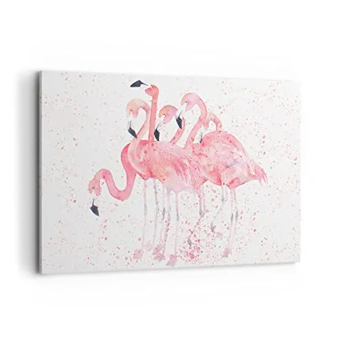 ARTTOR Bilder auf Leinwand 100x70cm Leinwandbild Flamingo Vogel Wasser Groß Wanddeko Bild Schlafzimmer Küche Deko Wandbilder Dekoration Wohnzimmer Wall Decor Canvas Wand Kunstdruck Art AA100x70-3899