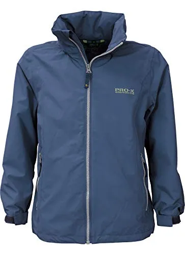 PRO-X elements Kinder Jacke Finn, Vintage Indigo, 140 - Hochwertige Hardshelljacke für Kinder, wasserdicht und atmungsaktiv mit 10.000 mm Wassersäule. Ideal für Outdoor-Abenteuer bei jedem Wetter, leicht und mit verstellbarer Kapuze.