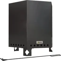 Furnicato Feuerschale Feuerstelle 45x38,8x46,5 cm Silber Schwarz - Stilvolle Feuerschale aus pulverbeschichtetem Metall mit rostfreiem Innenmaterial. Ideal für gesellige Abende im Freien dank rauchfreiem Verbrennungssystem. Inklusive Schürhaken für zusätzliche Sicherheit.