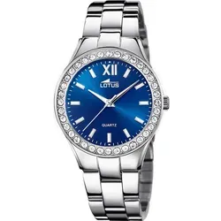Lotus Bliss 18883/5 Damenarmbanduhr - Elegante Silberne Uhr mit Blauem Ziffernblatt - Damenuhren mit Edelstahlgehäuse und -armband, wasserdicht bis 5 bar, ideal für stilbewusste Frauen.