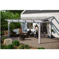 Terrassenüberdachung SKAN HOLZ Sanremo 541x350 cm - Markisen & Terrassenüberdachungen, stilvolle weiße Holzüberdachung für perfekten Wetterschutz und gemütliche Außenbereiche.