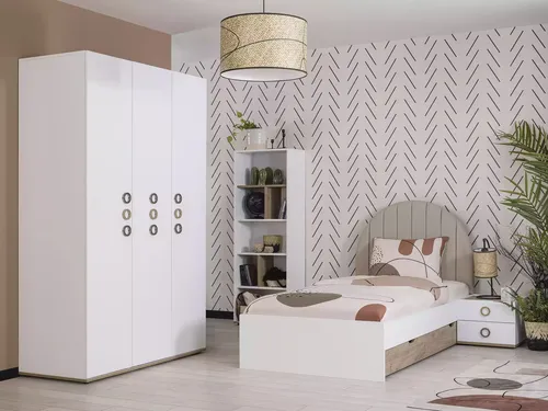 Design Kinderzimmer Komplete Bett Kindermöbel Holz Weiß Set 4tlg Neu