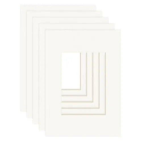 DEHA Design Passepartout (5er Set) Karton 21x29,7 cm (DIN A4) für Bilder im Format 13x18 cm, Elfenbein