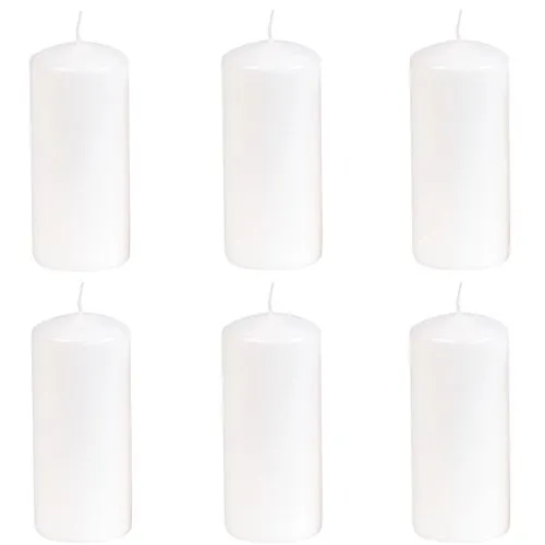 Gies Kerzen Stumpenkerzen 6Stück Ø58x130mm Weiß, RAL Gütezeichen, Baumwolldocht