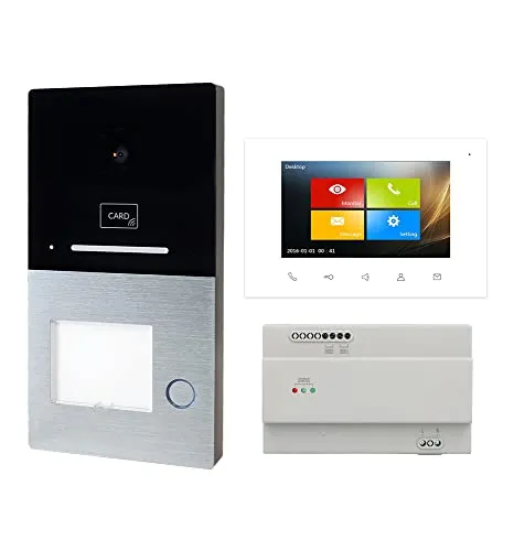 Voxura Domo Video Türsprechanlage Gegensprechanlage 1-Familien Komplett Set Außenstation Touchscreen RFID Bluetooth Aufputz