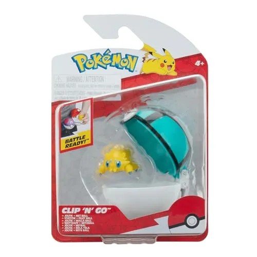 Pokémon PKW3632 - Clip'n'Go Poké Ball - Wattzapf & Netzball, offizieller Pokéball mit 5 cm Figur