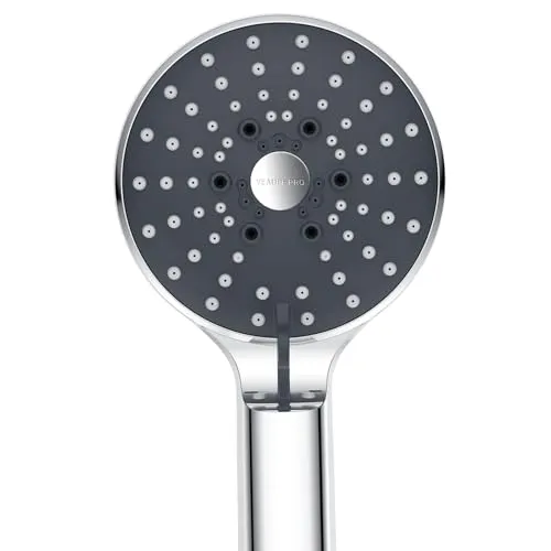 YEAUPE PRO Duschkopf, Hochdruck Duschkopf mit 6 Strahlarten, Anti-Kalk-Handbrause und einfache Installation ohne Werkzeug, Sparduschkopf für Gebiete mit hartem Wasser, Chrom