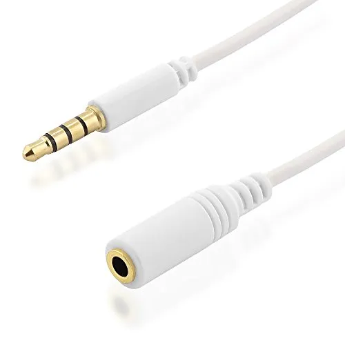 BestPlug 50cm Audio Stereo Kabel Verlängerung Aux in Out, 3,5mm Klinke Stecker männlich auf 3,5mm Klinke Buchse Kupplung weiblich vergoldet, Weiss