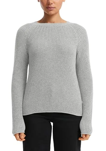 QS Melierter Strickpullover mit Raglanärmeln - Damenpullover mit Regular Fit und Rollsaumblende, aus bequemem Baumwollmix, ideal für lässige Looks und gemütliche Tage.