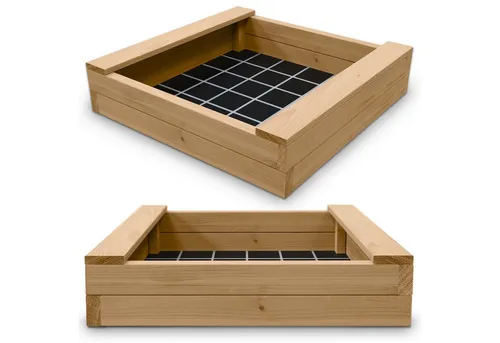 Gartenwelt Riegelsberger Massiver Sandkasten Bulle 75 x 150 cm aus Lärchenholz - Robuster Sandkasten aus 45 mm Lärchenholz, ideal für Kinder. Inkl. Sitzbretter und Bodenplane. Maße: 75 x 150 cm, langlebig und stabil für stundenlangen Spielspaß!