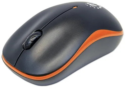 Manhattan Success - Drahtlose optische Maus, 3 Tasten, 2,4 GHz, ergonomisches Design in Schwarz und Orange
