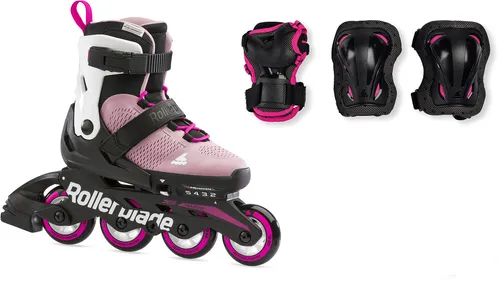 ROLLERBLADE MICROBLADE COMBO Inline Skate pink/white - 36,5-40,5 - Kids Skates mit verstellbarem Design für wachsende Füße und inklusive Schutzausrüstung. Ideal für Sicherheit und Komfort beim Skaten.
