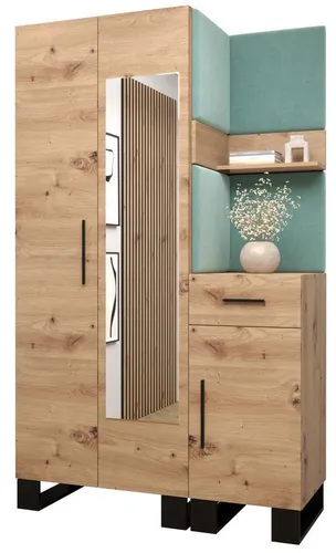 ABIKS MÖBEL Garderoben-Set ARTIN 16 mit gepolsterten Paneelen - Moderne Garderobe im industriellen Design mit gepolsterten Paneelen. Bietet viel Stauraum und schützt Ihre Wände. Selbstmontage mit klarer Anleitung. Höhe: 196 cm, Breite: 116 cm, Tiefe: 45,6 cm.