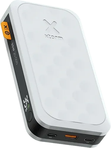 Power Bank USB-C PD 35W 20.000mAh - Weiße Powerbank mit schnellem Aufladen - Powerbanks: Hochleistungs 20.000mAh Powerbank mit 2x USB-C PD und 1x USB-A, aus recyceltem Kunststoff, ideal für schnelles Aufladen unterwegs.