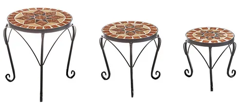 Kobolo Blumenständer Pflanzenständer Blumenhocker -TOSCANA - orange - S/3 (Set, 1 St., 3er Set), 1x 23x231x 26x27