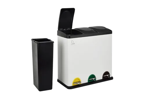 SVITA TC3X20 Treteimer 60 Liter - Haushaltszubehör: Dreifach XXL Abfalleimer für einfache Mülltrennung mit 3x20L Kammern und hygienischem Tretsystem - ideal für Küche und Büro.