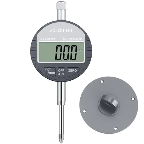AUTOUTLET Digitale Messuhr 0.01/0.0005'', digitale Messuhr Messtaster 0-25.4mm/1'' Messbereich, mit LCD Anzeige, Digital Indikator Messgerät Dial Test Indicators für Labor Werkstatt usw(grau)