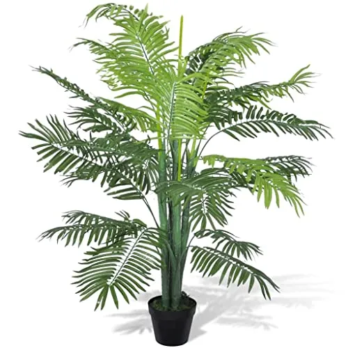 vidaXL Künstliche Phönix-Palme 130 cm - Künstliche Pflanzen, 130 cm hoch, ideal zur Verschönerung von Wohnräumen oder Büros mit realistischen V-förmigen Blättern und inklusive passendem Topf.