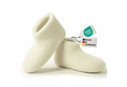 MYNE Bettschuhe IamFlauschi Schafsbeige Größe 36/37 - Kuschelig Warme Hausschuhe aus Schafwolle - Hüttenschuhe für Damen und Herren