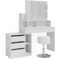 Vicco Schminktisch Anja mit Spiegel und Hocker - Sonstige Schlafzimmermöbel, inklusive LED-Beleuchtung für ein perfektes Makeup-Erlebnis und geräumige Schubladen für optimalen Stauraum.
