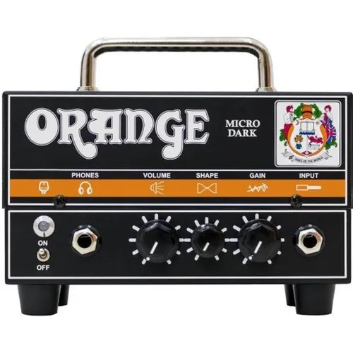 Orange MICRO DARK 20W Hybrid E-Gitarren Verstärker Kopf - Kompakter 20W Hybrid Verstärkerkopf für E-Gitarren, ideal zum Üben und für kleine Auftritte, bietet kraftvollen Sound in einem tragbaren Design.