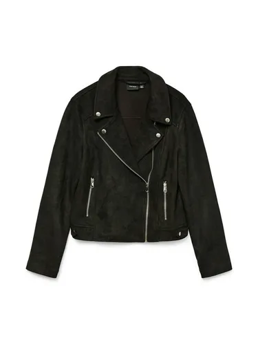 Vero Moda VMJOSE SHORT FAUX SUEDE JACKET GA NOOS - Funktionsjacke mit stylischem asymmetrischem Reißverschluss, aus umweltfreundlichem recyceltem Polyester für optimalen Tragekomfort in der Übergangszeit.