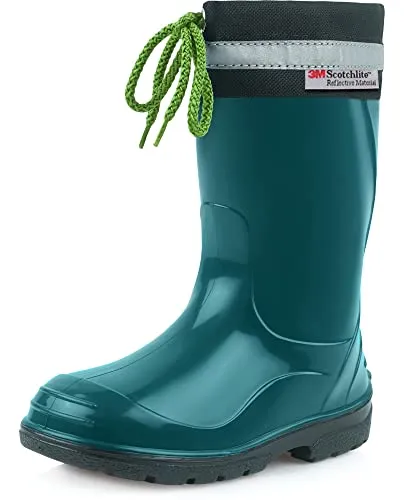 Ladeheid Kinder Gummistiefel mit Stulpe LA-972 (Dunkelgrün/Schwarz, 33 EU) - Gummistiefel für Kinder, 100% wasserdicht und aus robustem PVC, ideal für regnerische Tage und Outdoor-Abenteuer. Komfortabel und leicht zu reinigen!