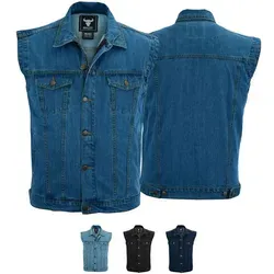 BULLDT Motorradweste BLD698 Jeansweste Biker Kutte Denimweste Bikerweste Motorradweste Weste blau 56/2XL