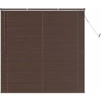 vidaXL Dunkelbraune Jalousie mit Holzoptik 160 x 150 cm - Elegante PVC-Jalousie für Innenräume, bietet Sichtschutz und Lichtkontrolle. Ideal für Arbeitszimmer oder Heimbüros, pflegeleicht und langlebig.