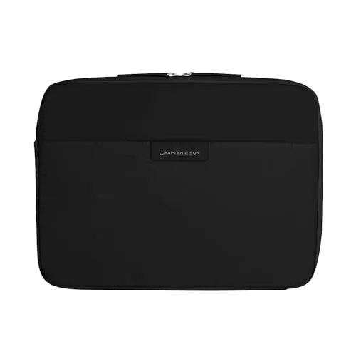 Kapten & Son Laptoptasche Vinstra All Black 14 Zoll | Gepolsterte Laptop Tasche Damen & Herren Schwarz mit Kofferbefestigung | Tablet Tasche mit Rundumschutz ideal für Uni, Arbeit & Schule
