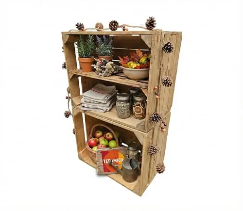 Teramico Vintage Holzkisten Set mit Ablagefach 50 x 40 x 30 cm - Set bestehend aus 2 Holzkisten, ideal für Dekoration oder Aufbewahrung. Mit rustikalem Charme und vielseitigen Einsatzmöglichkeiten – perfekt für DIY-Projekte oder als Geschenk. Wetterfest und robust für Innen- und Außenbereich.
