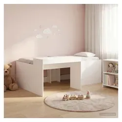 furnicato Hochbett mit integriertem Schreibtisch 193 x 118,5 x 61 cm